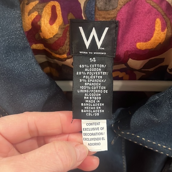 W Work to Weekend Denim Jacket.  Size 14 - Picture 6 of 12